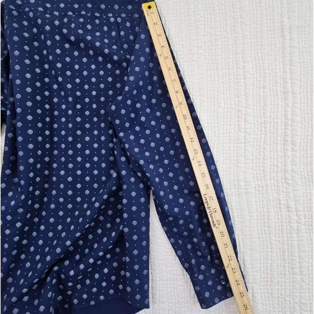 Nautica Classic Fit Shirt Men's Medium Navy Blue Floral Long Sleeve BU EUC LN